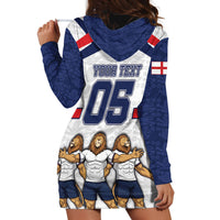 Custom England Football Hoodie Dress Three Lions Trophy St George Cross DT05 - Polynesian Pride