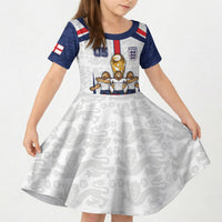 Custom England Football Kid Short Sleeve Dress Three Lions Trophy St George Cross DT05 KID White - Polynesian Pride