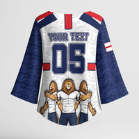 Custom England Football Kimono Sleeve Blouse Three Lions Trophy St George Cross DT05 - Polynesian Pride