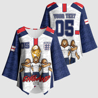 Custom England Football Kimono Sleeve Blouse Three Lions Trophy St George Cross DT05 - Polynesian Pride