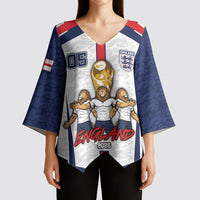 Custom England Football Kimono Sleeve Blouse Three Lions Trophy St George Cross DT05 - Polynesian Pride