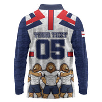 Custom England Football Long Sleeve Polo Shirt Three Lions Trophy St George Cross DT05 - Polynesian Pride