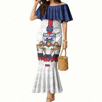 Custom England Football Mermaid Dress Three Lions Trophy St George Cross DT05 Women White - Polynesian Pride