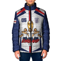Custom England Football Padded Jacket Three Lions Trophy St George Cross DT05 Men White - Polynesian Pride