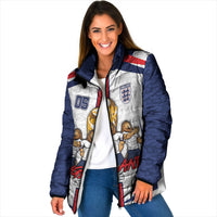 Custom England Football Padded Jacket Three Lions Trophy St George Cross DT05 Women White - Polynesian Pride