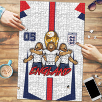 Custom England Football Puzzle Three Lions Trophy St George Cross DT05 White - Polynesian Pride