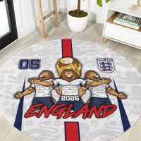 Custom England Football Round Carpet Three Lions Trophy St George Cross DT05 White - Polynesian Pride
