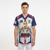 Custom England Football Scrub Top Three Lions Trophy St George Cross DT05 - Polynesian Pride
