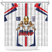 Custom England Football Shower Curtain Three Lions Trophy St George Cross DT05 White - Polynesian Pride