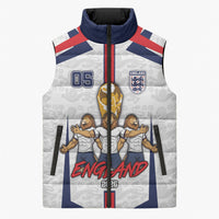 Custom England Football Sleeveless Puffer Jacket Three Lions Trophy St George Cross DT05 Unisex White - Polynesian Pride