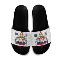 Custom England Football Slide Sandals Three Lions Trophy St George Cross DT05 White - Polynesian Pride