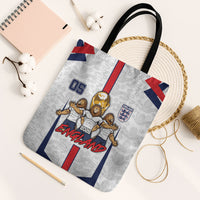 Custom England Football Tote Bag Three Lions Trophy St George Cross DT05 Black Strap One Size White - Polynesian Pride