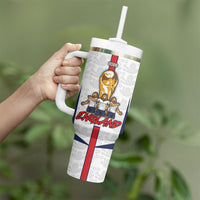 Custom England Football Tumbler With Handle Three Lions Trophy St George Cross DT05 - Polynesian Pride