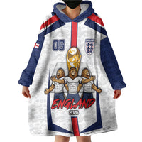 Custom England Football Wearable Blanket Hoodie Three Lions Trophy St George Cross DT05 - Polynesian Pride