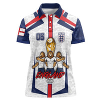 Custom England Football Women Polo Shirt Three Lions Trophy St George Cross DT05 Female White - Polynesian Pride