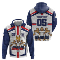 Custom England Football Zip Hoodie Three Lions Trophy St George Cross DT05 - Polynesian Pride