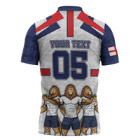 Custom England Football Zipper Polo Shirt Three Lions Trophy St George Cross DT05 - Polynesian Pride
