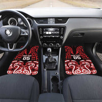 Aotearoa Ngapuhi Car Mats Maori Pattern New Zealand DT05 Set 2pcs - Front Red - Polynesian Pride