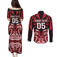 Custom Aotearoa Ngapuhi Couples Matching Puletasi and Long Sleeve Button Shirt Maori Pattern New Zealand DT05 - Polynesian Pride