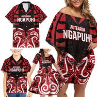 Custom Aotearoa Ngapuhi Family Matching Off Shoulder Short Dress and Hawaiian Shirt Maori Pattern New Zealand - Polynesian Pride