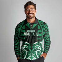 Custom Aotearoa Ngai Tahu Long Sleeve Polo Shirt Maori Pattern New Zealand - Polynesian Pride