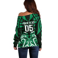 Custom Aotearoa Ngai Tahu Off Shoulder Sweater Maori Pattern New Zealand - Polynesian Pride