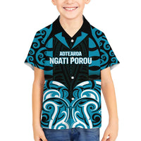 Custom Aotearoa Ngati Porou Family Matching Off Shoulder Short Dress and Hawaiian Shirt Maori Pattern New Zealand - Polynesian Pride