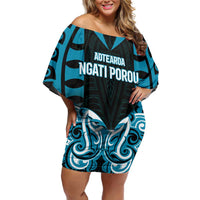 Custom Aotearoa Ngati Porou Off Shoulder Short Dress Maori Pattern New Zealand - Polynesian Pride