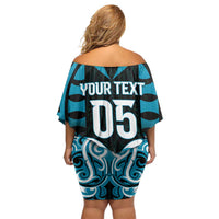 Custom Aotearoa Ngati Porou Off Shoulder Short Dress Maori Pattern New Zealand - Polynesian Pride