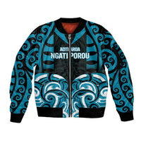 Custom Aotearoa Ngati Porou Sleeve Zip Bomber Jacket Maori Pattern New Zealand - Polynesian Pride