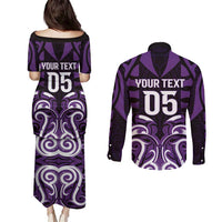 Custom Aotearoa Rangitane Couples Matching Puletasi and Long Sleeve Button Shirt Maori Pattern New Zealand DT05 - Polynesian Pride