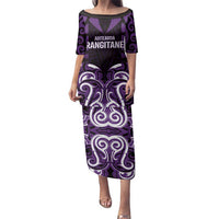 Custom Aotearoa Rangitane Family Matching Puletasi and Hawaiian Shirt Maori Pattern New Zealand DT05 Mom's Dress Purple - Polynesian Pride