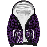 Custom Aotearoa Rangitane Sherpa Hoodie Maori Pattern New Zealand DT05 Unisex Purple - Polynesian Pride