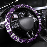 Aotearoa Rangitane Steering Wheel Cover Maori Pattern New Zealand DT05 Universal Fit Purple - Polynesian Pride