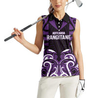Custom Aotearoa Rangitane Women Sleeveless Polo Shirt Maori Pattern New Zealand - Polynesian Pride