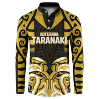 Custom Aotearoa Taranaki Button Sweatshirt Maori Pattern New Zealand DT05 Yellow - Polynesian Pride
