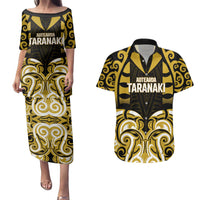 Custom Aotearoa Taranaki Couples Matching Puletasi and Hawaiian Shirt Maori Pattern New Zealand DT05 Yellow - Polynesian Pride