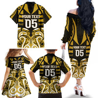 Custom Aotearoa Taranaki Family Matching Off The Shoulder Long Sleeve Dress and Hawaiian Shirt Maori Pattern New Zealand DT05 - Polynesian Pride