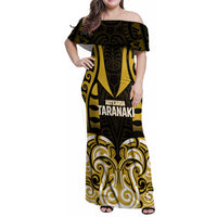 Custom Aotearoa Taranaki Family Matching Off Shoulder Maxi Dress and Hawaiian Shirt Maori Pattern New Zealand - Polynesian Pride