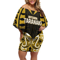 Custom Aotearoa Taranaki Family Matching Off Shoulder Short Dress and Hawaiian Shirt Maori Pattern New Zealand - Polynesian Pride