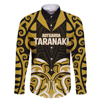 Custom Aotearoa Taranaki Family Matching Puletasi and Hawaiian Shirt Maori Pattern New Zealand DT05 Dad's Shirt - Long Sleeve Yellow - Polynesian Pride