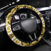 Aotearoa Taranaki Steering Wheel Cover Maori Pattern New Zealand DT05 Universal Fit Yellow - Polynesian Pride