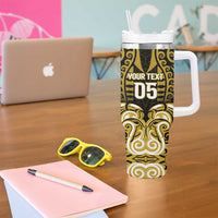 Custom Aotearoa Taranaki Tumbler With Handle Maori Pattern New Zealand - Polynesian Pride