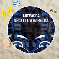 Aotearoa Ngati Tuwharetoa Beach Blanket Maori Pattern New Zealand DT05 One Size 150cm Navy - Polynesian Pride