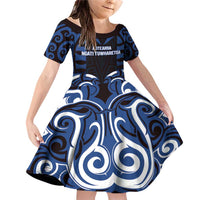 Custom Aotearoa Ngati Tuwharetoa Family Matching Off Shoulder Short Dress and Hawaiian Shirt Maori Pattern New Zealand - Polynesian Pride
