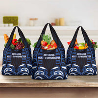 Aotearoa Ngati Tuwharetoa Grocery Bag Maori Pattern New Zealand DT05 3-pack One Size Navy - Polynesian Pride