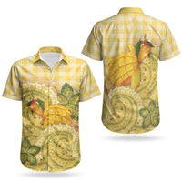 Hawaii Palaka Couples Matching Off Shoulder Short Dress and Hawaiian Shirt Cute Ripe Mango Turtle On The Waves DT05 - Polynesian Pride