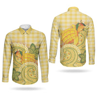 Hawaii Palaka Couples Matching Short Sleeve Bodycon Dress and Long Sleeve Button Shirt Cute Ripe Mango Turtle On The Waves