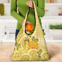 Hawaii Palaka Grocery Bag Cute Ripe Mango Turtle On The Waves