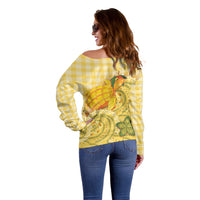Hawaii Palaka Off Shoulder Sweater Cute Ripe Mango Turtle On The Waves DT05 - Polynesian Pride